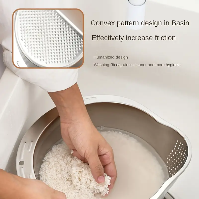 Stainless Steel Multi-Use Kitchen Colander - Ideal for Rice Washing, Fruit Draining & Vegetable Cleaning - Durable, Food-Safe Mesh Sieve with Handle for Efficient Water Filtering, Rice Strainer