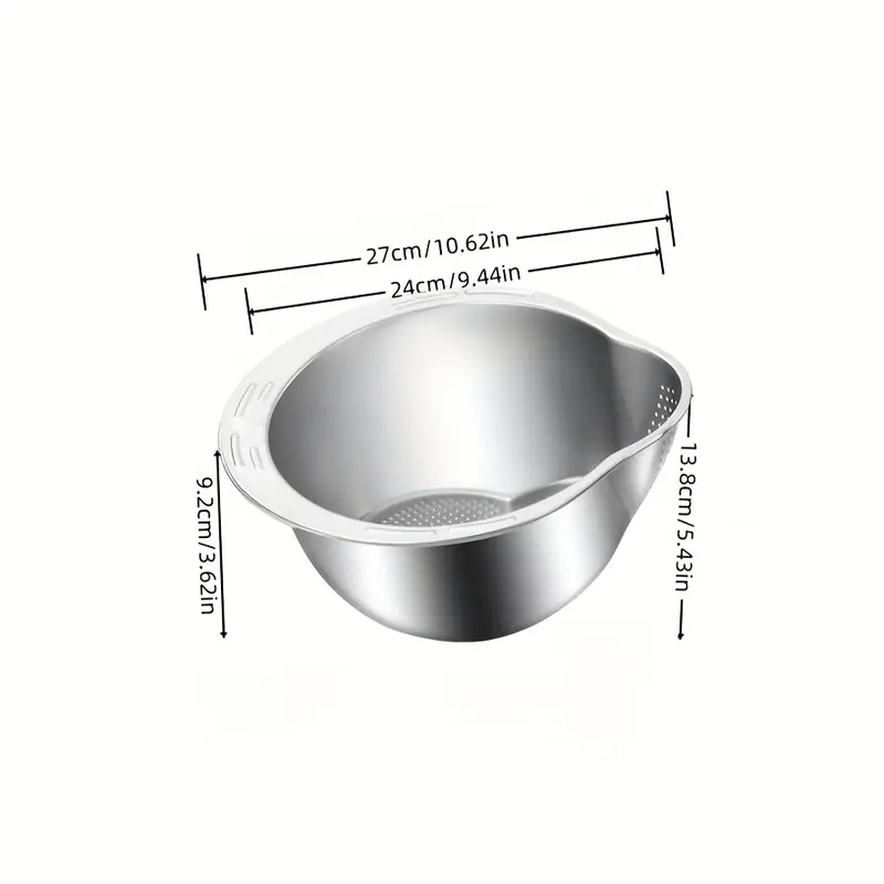 Stainless Steel Multi-Use Kitchen Colander - Ideal for Rice Washing, Fruit Draining & Vegetable Cleaning - Durable, Food-Safe Mesh Sieve with Handle for Efficient Water Filtering, Rice Strainer