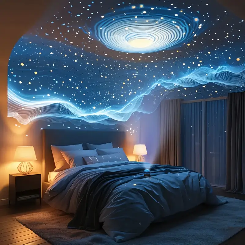 Electric Wave Pattern Projection Night Light, Wave Atmosphere Bedroom Night Light