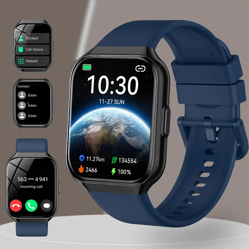 Men'S/Women'S Smartwatch, Voice Assistant 1.96-Inch Screen, Multiple Sports Modes, Watch, Weather, Alarm Clock, Sleep Monitoring, Sedentary Reminder, Compatible with Android, Suitable for IOS