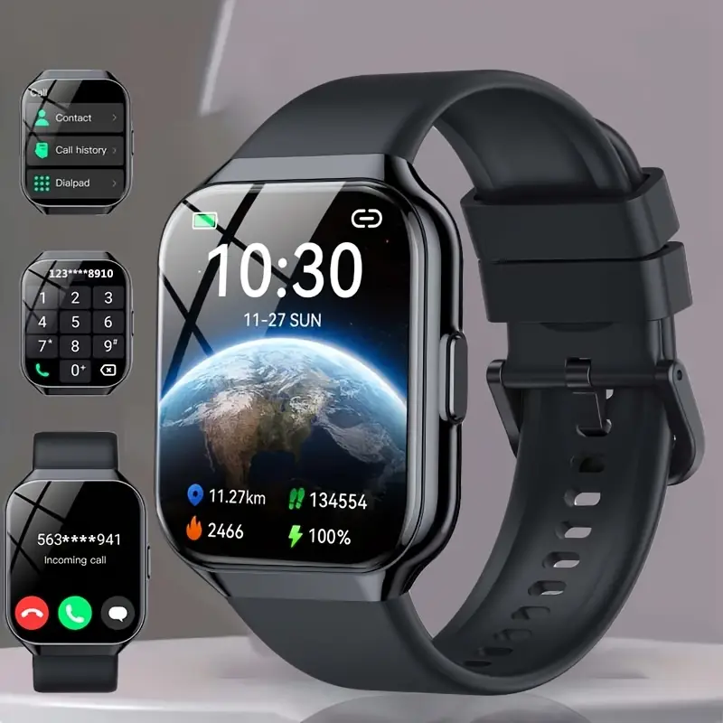 Men'S/Women'S Smartwatch, Voice Assistant 1.96-Inch Screen, Multiple Sports Modes, Watch, Weather, Alarm Clock, Sleep Monitoring, Sedentary Reminder, Compatible with Android, Suitable for IOS
