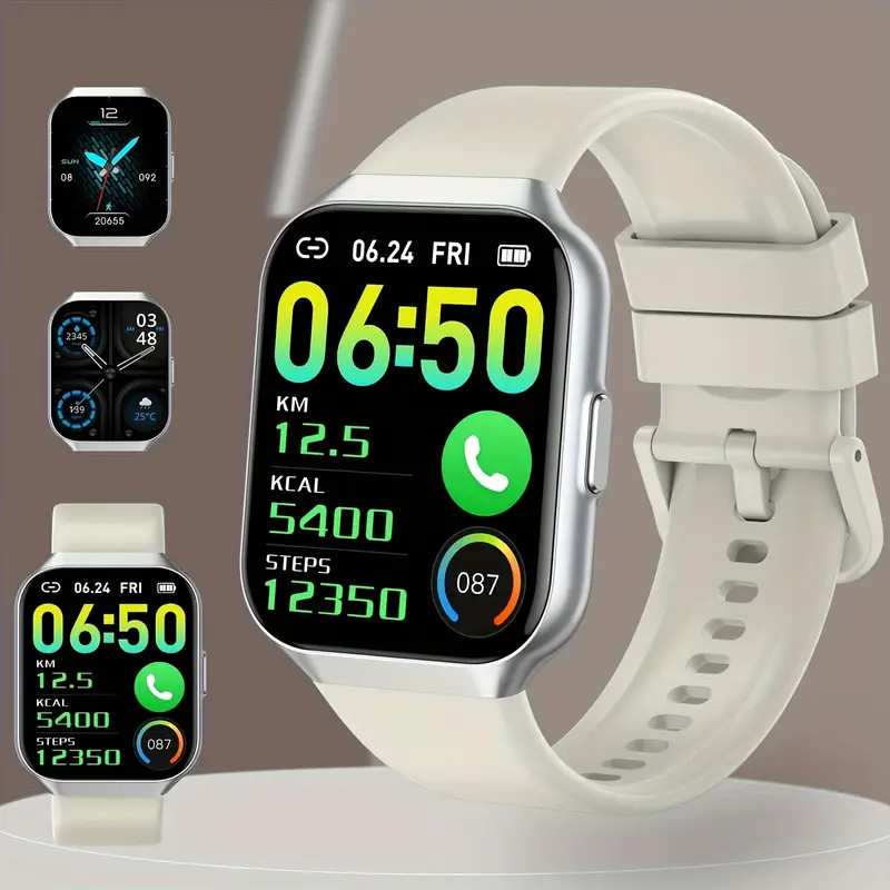 Men'S/Women'S Smartwatch, Voice Assistant 1.96-Inch Screen, Multiple Sports Modes, Watch, Weather, Alarm Clock, Sleep Monitoring, Sedentary Reminder, Compatible with Android, Suitable for IOS