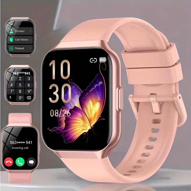 Men'S/Women'S Smartwatch, Voice Assistant 1.96-Inch Screen, Multiple Sports Modes, Watch, Weather, Alarm Clock, Sleep Monitoring, Sedentary Reminder, Compatible with Android, Suitable for IOS