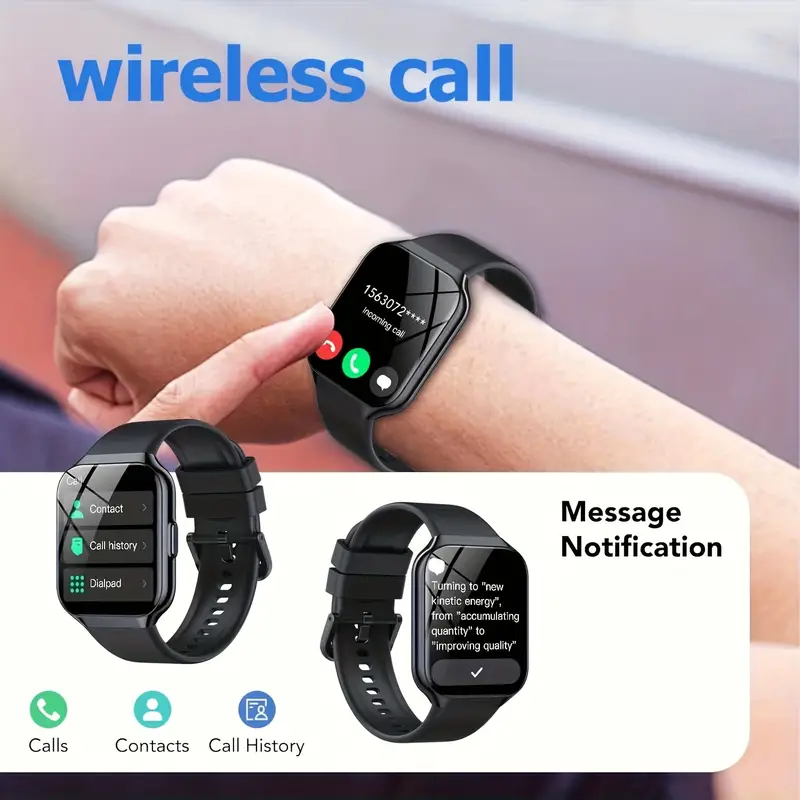 Men'S/Women'S Smartwatch, Voice Assistant 1.96-Inch Screen, Multiple Sports Modes, Watch, Weather, Alarm Clock, Sleep Monitoring, Sedentary Reminder, Compatible with Android, Suitable for IOS