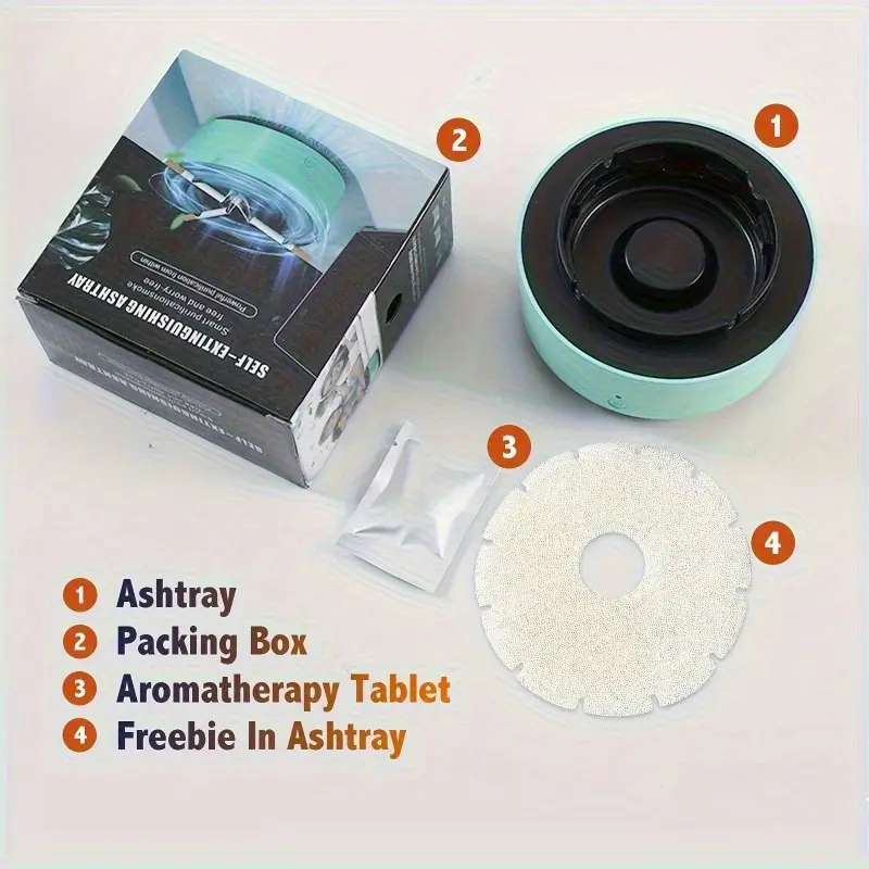 Intelligent Air Purification Ashtray - Round, Battery-Powered (2 AA Batteries Not Included), Eliminates Secondhand Smoke & Odors, Modern Green Design, Ideal for Home, Gifts, and Festive Occasions, Car Ashtray
