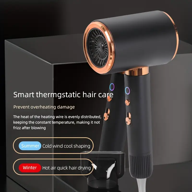 Powerful Ionic hair dryer with diffuser - 2 speeds, 3 and cooling buttons, suitable for straight and curly hair - hair styling tool - Powerful, fast hair dryer, AC motor hot air and cold air thermostatic hair without damaging hair
