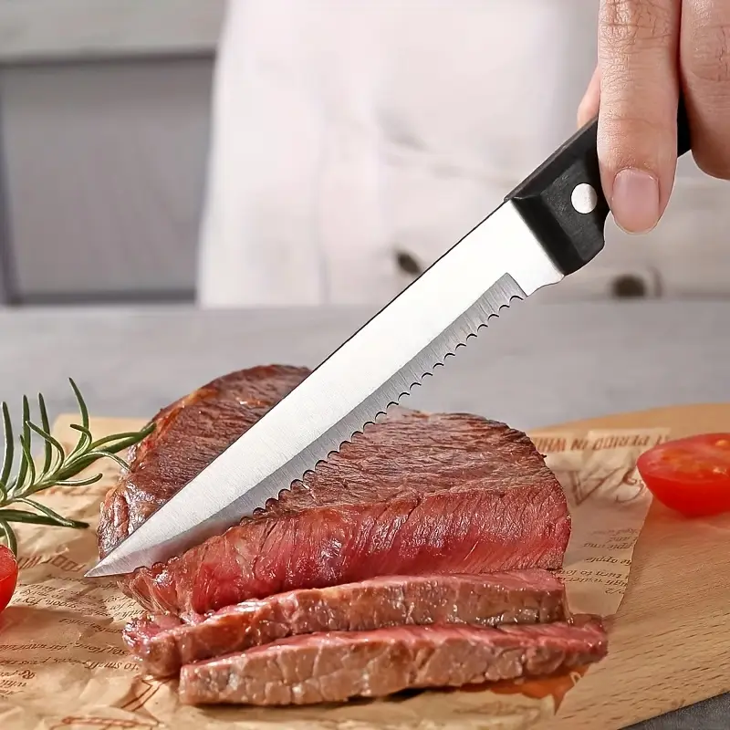 16pcs Stainless Steel Dessert Knife Set Classic Black Fruit Butter Cheese Knife Silvery Cheese Bread Baking Western Spatula Multi-Purpose Serrated Bread Knife BBQ Camping Beef Steak
