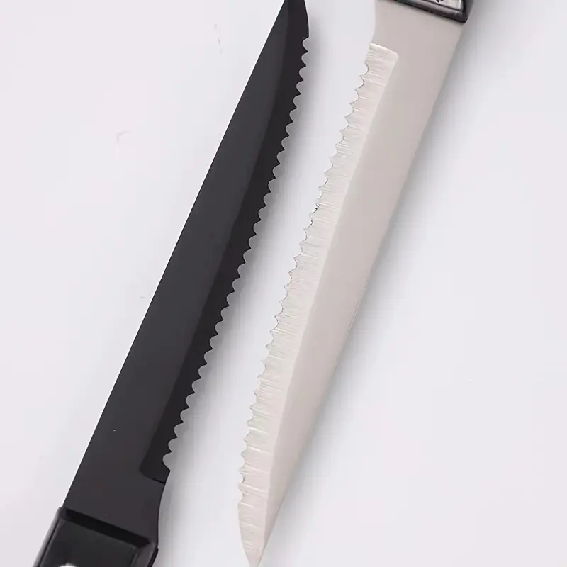 16pcs Stainless Steel Dessert Knife Set Classic Black Fruit Butter Cheese Knife Silvery Cheese Bread Baking Western Spatula Multi-Purpose Serrated Bread Knife BBQ Camping Beef Steak